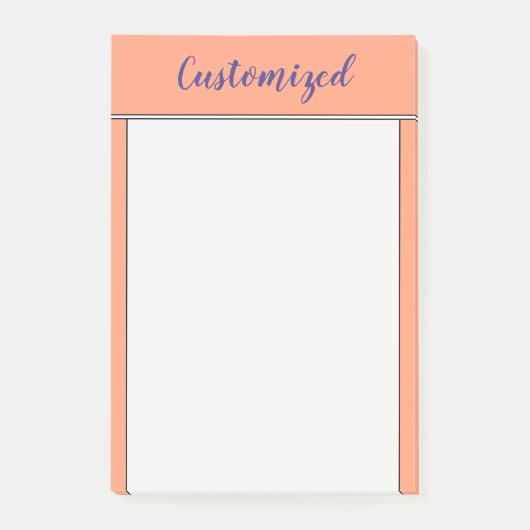 ライトサーモンバックグラウンド&ダーク石板ブルーネーム ポストイット (正面)
