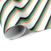 ライトサーモン、シーグリーン、ブラック&ミントクリームライン ラッピングペーパー (ロールコーナー)