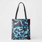 ライトシアンの色合いが抽象的なテープを横切って濃い赤 トートバッグ (正面)