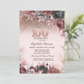 ライトシックフラワーズグリッター100誕生日 招待状 (スタンド正面)