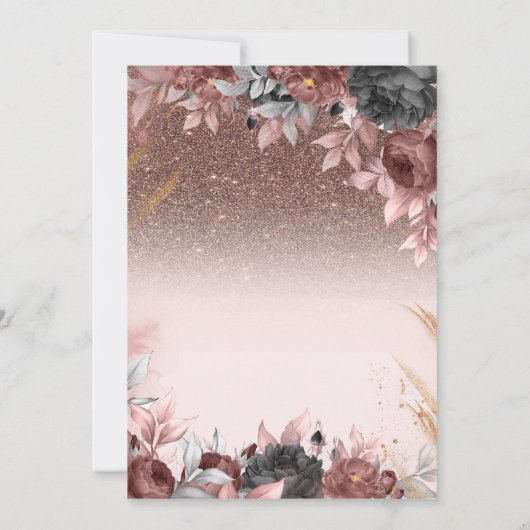 ライトシックフラワーズグリッター100誕生日 招待状 (裏面)