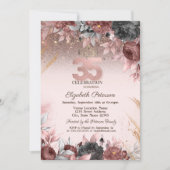 ライトシックフラワーズグリッター35誕生日 招待状 (正面)