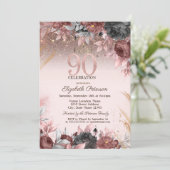 ライトシックフラワーズグリッター90誕生日 招待状 (スタンド正面)