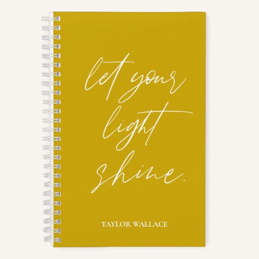 ライトシャイン引用文マスタードパーソナライズされた ノートブック (正面)