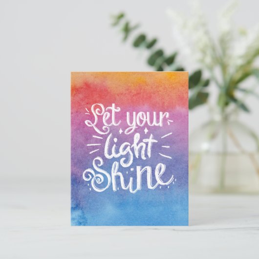 ライトシャイン引用文 – 水彩 ポストカード (スタンド正面)