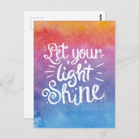 ライトシャイン引用文 – 水彩 ポストカード (正面/裏面)