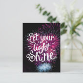 ライトシャイン引用文- Pink Fireworks ポストカード (スタンド正面)