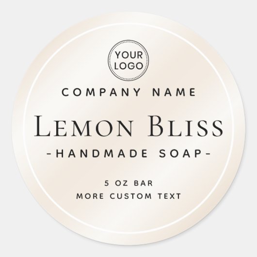ライトシャンパンアイボリーエレガントラウンド製品ラベル ラウンドシール (正面)