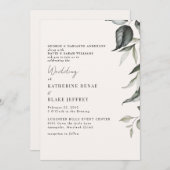 ライトシャンパンボタニカル結婚リーフII 招待状 (正面/裏面)