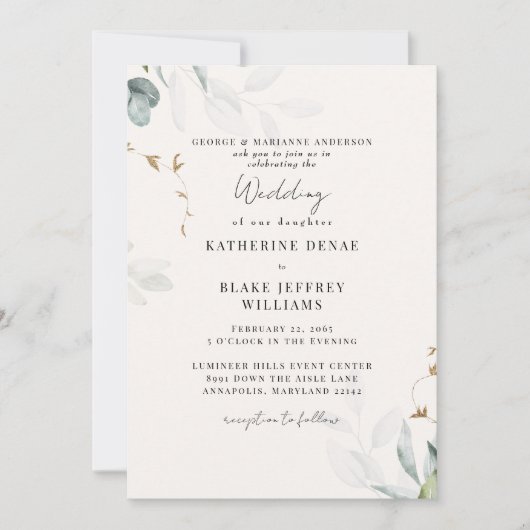 ライトシャンパンボタニッ結婚クス 招待状 (正面)