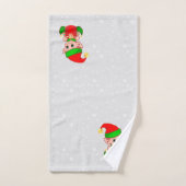 ライトシルバーグレーの可愛いクリスマス小人 バスタオルセット (ハンドタオル)