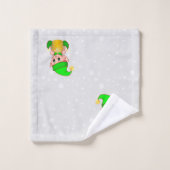 ライトシルバーグレーの可愛いクリスマス小人 バスタオルセット (ウォッシュタオル)