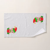 ライトシルバーグレーの可愛いクリスマス小人 バスタオルセット (ハンドタオル)