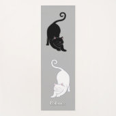 ライトシルバーグレーの白黒ヨガ猫 ヨガマット (正面)