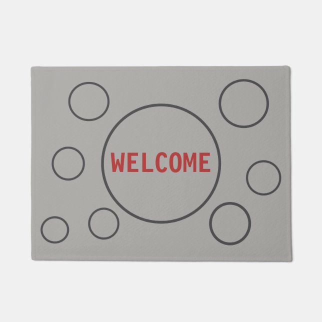 ライトシルバーグレーの美しい円 ドアマット (正面)