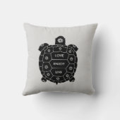 ライトシルバーグレーの黒いカメの芸術 クッション (裏面)