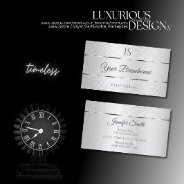 ライトシルバースパークルソフトグリッターとイニシャル 名刺