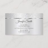 ライトシルバースパークルソフトグリッターとイニシャル 名刺 (裏面)