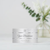 ライトシルバースパークルソフトグリッターとイニシャル 名刺 (スタンド正面)