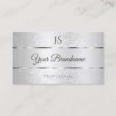 ライトシルバースパークルソフトグリッターとイニシャル 名刺 (正面)