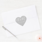 ライトシルバーモノグラムのエレガントな結婚式 ハートシール (封筒)