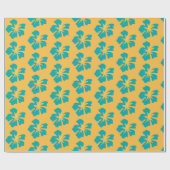 ライトシーグリーンオンイエローハイビスカス ラッピングペーパー (フラット)