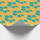 ライトシーグリーンオンイエローハイビスカス ラッピングペーパー (角)