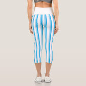 ライトスカイブルーと白の縦のストライプ カプリレギンス (裏面)