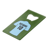 ライトスカイブルーのサッカーシャツ クレジットカード栓抜き (裏面アングル)