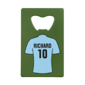 ライトスカイブルーのサッカーシャツ クレジットカード栓抜き (裏面)