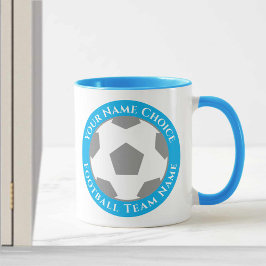 ライトスカイブルーのマグカップに描かれたサッカークラブのデザイン マグカップ