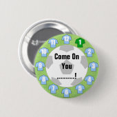 ライトスカイブルーシャツサッカーファンボタンバッジ 缶バッジ (正面&裏面)