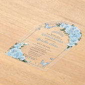 ライトスカイブルーバラフローラキンセアニラスウィート16 15 アクリル招待状 (レイダウン)