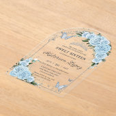 ライトスカイブルーバラフローラスウィート16 15キンセアニラ アクリル招待状 (レイダウン)