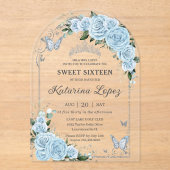 ライトスカイブルーバラフローラスウィート16 15キンセアニラ アクリル招待状 (正面)