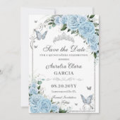 ライトスカイブルーフローラスウィート16キンセアニラ写真 セーブザデート (正面)