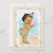 ライトスキンエスニックコンチシェルビーチベビーシャワー 招待状 (正面)