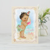 ライトスキンエスニックコンチシェルビーチベビーシャワー 招待状 (スタンド正面)