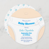 ライトスキン&おむつブルーベビーシャワー 招待状 (正面/裏面)