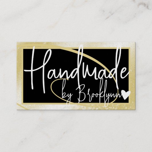 ライトスタイリッシュ金ゴールドフレームハート名で手作り 名刺 (正面)