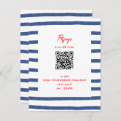 ライトストライプのハウスレッドブルーイーストコーストRSVPカード 招待状 (正面/裏面)
