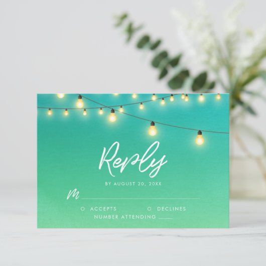 ライトストリングウォーターカラーシーガラスRSVP 出欠カード (スタンド正面)