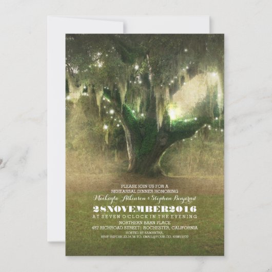 ライトストリングオークツリー素朴リハーサルディナー 招待状 (正面)