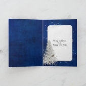 ライトストリング付き青のクリスマス引用文 カード (内部)