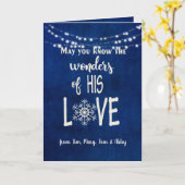 ライトストリング付き青のクリスマス引用文 カード (黄色い花)