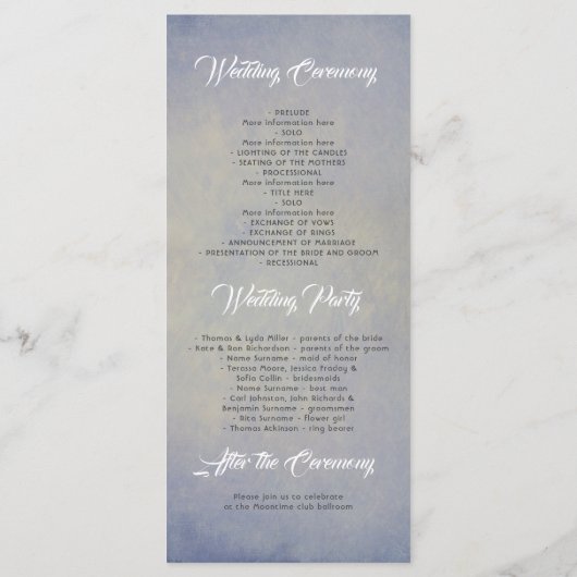 ライトストリング素朴ダスティブルー結婚式 プログラム (裏面)