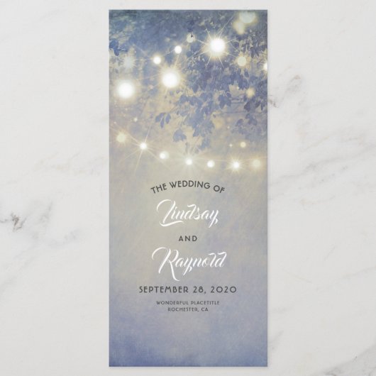 ライトストリング素朴ダスティブルー結婚式 プログラム (正面)