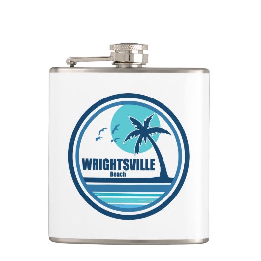 ライトズビルビーチノースカロライナ椰子の木の鳥 フラスク (正面)