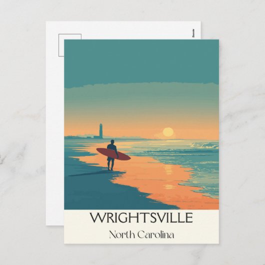 ライトズビルビーチNCヴィンテージサーファービーチサンセット シーズンポストカード (正面/裏面)