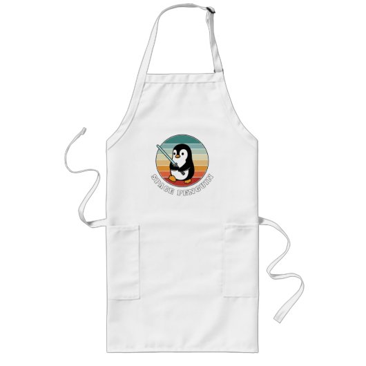 ライトセイバーを持つスペースペンギン ロングエプロン (正面)
